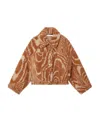 Stella Mccartney Woodgrain-print Shearling Jacket In Brown
