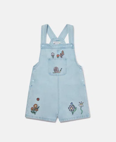 Stella Mccartney Kids' Woodland Friends Denim Dungarees In Blue