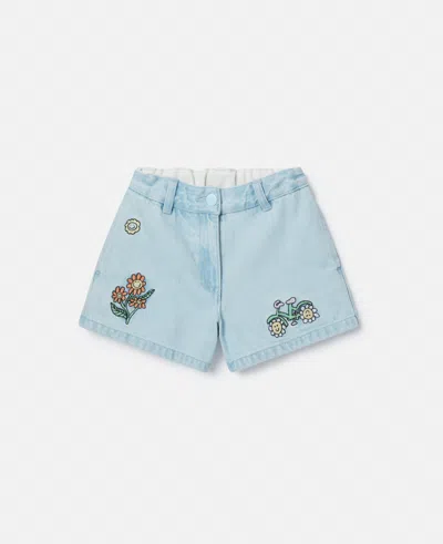Stella Mccartney Woodland Friends Denim Shorts In Blue
