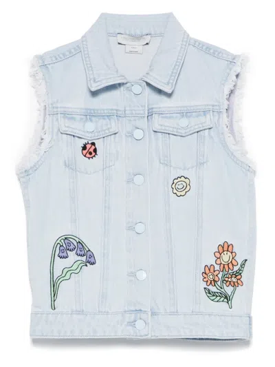 Stella Mccartney Kids' Woodland Friends Denim Vest In Blue