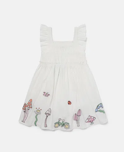 Stella Mccartney Woodland Friends Pleated Cap-sleeve Dress In White