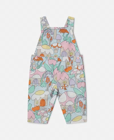 Stella Mccartney Woodland Print Denim Dungarees In Blue