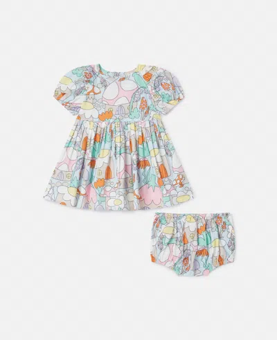 Stella Mccartney Woodland Print Short Sleeve Dress And Bloomers Set In Blue