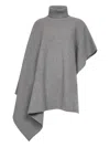 Stella Mccartney Ribbed Turtleneck Asymmetric Poncho In Gray