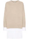 Stella Mccartney Women Maglione Stratificato In Lana E Cotone In Beige