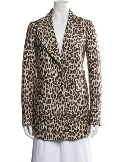 Pre-owned Stella Mccartney Wool Animal Print Blazer In Brown