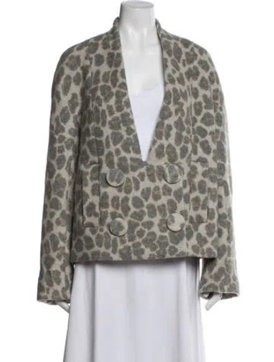 Pre-owned Stella Mccartney Wool Animal Print Blazer W/ Tags In Gray