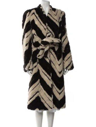 Pre-owned Stella Mccartney Wool Animal Print Faux Fur Coat In Black