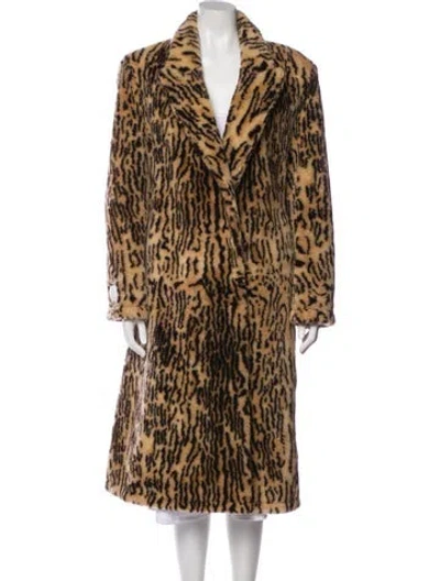 Pre-owned Stella Mccartney Wool Animal Print Faux Fur Coat In Neutral