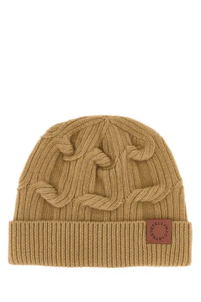 Stella Mccartney Wool Beanie Hat For Women In Camel