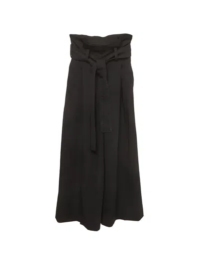 Pre-owned Stella Mccartney Wool Belted Wide-leg Trousers In Black