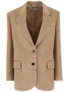 Stella Mccartney Textured Fabric Wool Blazer In Neutrals