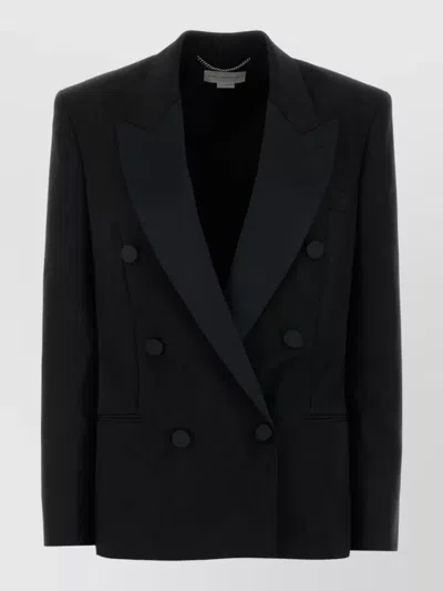 Stella Mccartney Wool Blazer Structured Shoulders Notched Lapels Vent In Black