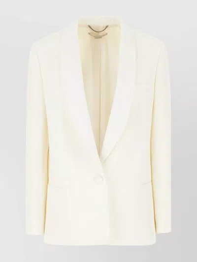 Stella Mccartney Wool Blazer With Central Slit And Padded Shoulders In White