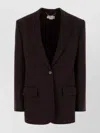 Stella Mccartney Wool Blazer With Notch Lapel And Back Vent In Brown