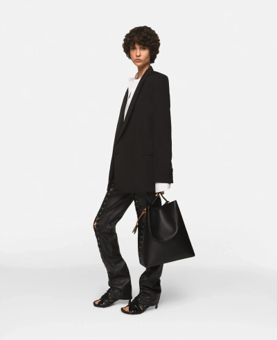 Stella Mccartney Wool Blazer With Shawl Lapels In Midnight Black