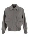 Stella Mccartney Wool Blend Boxy Bomber Jacket In Gray