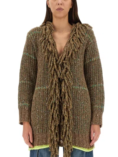 Stella Mccartney Wool Blend Cardigan In Brown
