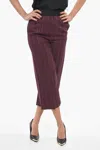 Stella Mccartney Wool Blend Cropped Fit Pants With Lurex Details In Purple