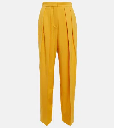 Stella Mccartney Wool-blend High-rise Pleated Pants In Sunflower
