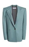 Stella Mccartney Wool Canvas Blazer In Light Blue