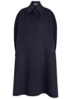 Stella Mccartney High-neck Double Face Wool Cape In Navy
