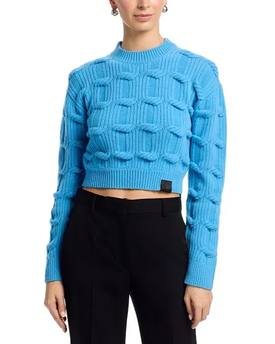 Stella Mccartney Wool Chain Knit Cropped Sweater In Blue