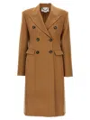 Stella Mccartney Wool Coat With Back Vent And Double-breasted Front In Brown