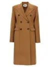 Stella Mccartney Wool Coat With Back Vent And Double-breasted Front In Brown