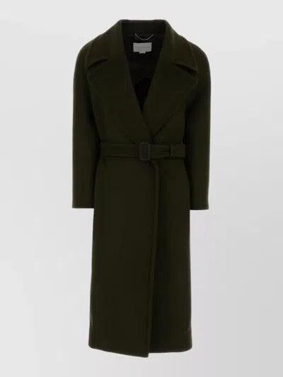 Stella Mccartney Wool Coat Belted Waist Long Length In Green