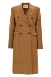 Stella Mccartney Wool Coat With Back Vent And Double-breasted Front In Brown