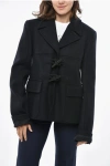 Stella Mccartney Wool Coat With Frogs In Black