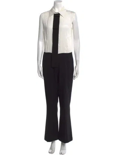 Pre-owned Stella Mccartney Wool Colorblock Pattern Jumpsuit In Black