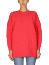 Stella Mccartney Two-tone Alpaca Blend Turtleneck Sweater In Red