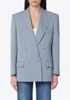 Stella Mccartney Wool Double-breasted Blazer In Gray