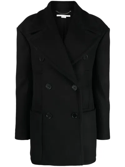 Stella Mccartney Wool Double-breasted Coat In Black