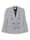 Stella Mccartney Double-breasted Wool Jacket Notched Lapels In Gray