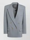 Stella Mccartney Wool Double Breasted Jacket With Back Vent In Blue