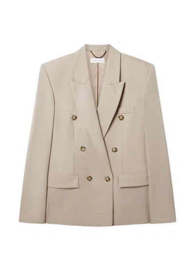Stella Mccartney Wool Double-breasted Blazer In Neutral