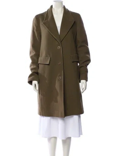 Pre-owned Stella Mccartney Wool Faux Fur Coat In Green