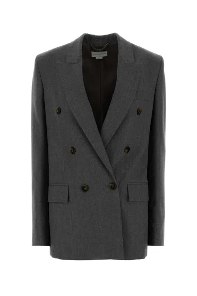 Stella Mccartney Wool Flannel Blazer With Satin-soft Lining In Grey