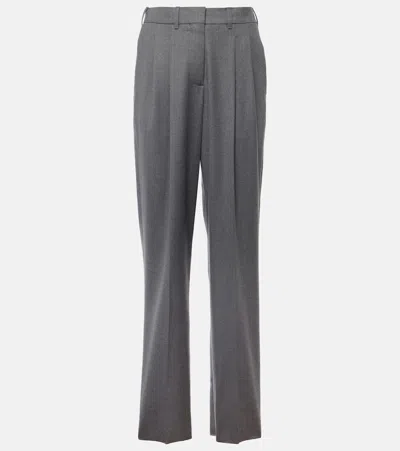 Stella Mccartney Wool Flannel Straight Pants In Grey