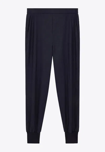 Stella Mccartney Wool Flannel Track Pants In Blue