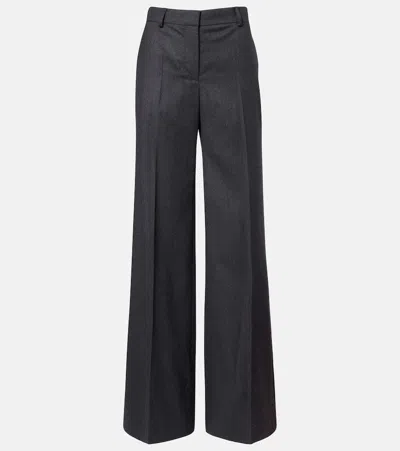 Stella Mccartney Wool Flannel Wide-leg Pants In Gray