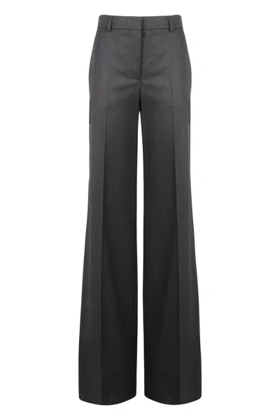 Stella Mccartney Wool Flared Trousers With Side Pockets In Grey