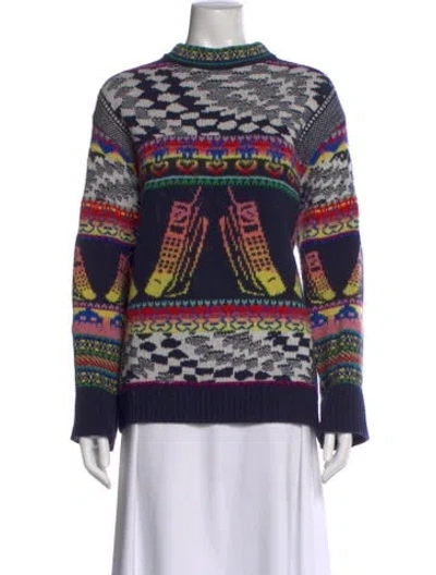 Pre-owned Stella Mccartney Wool Graphic Print Sweater In Blue