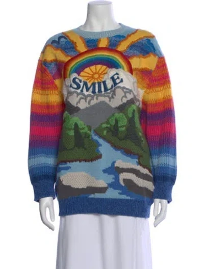 Pre-owned Stella Mccartney Wool Graphic Print Sweater In Blue