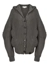 Stella Mccartney Wool Hooded Cardigan In Gray