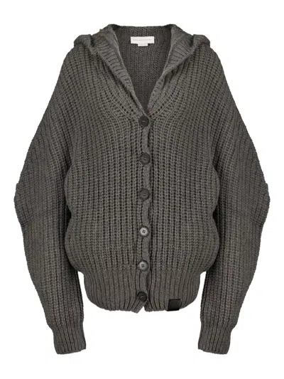 Stella Mccartney Wool Hooded Cardigan In Gray