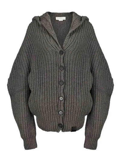 Stella Mccartney Wool Hooded Cardigan In Gray